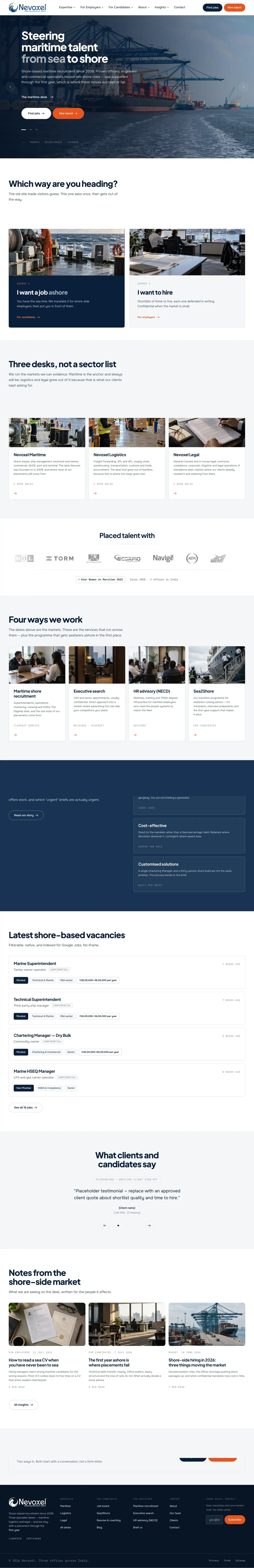 Nevoxel Marine Recruitment website, full page