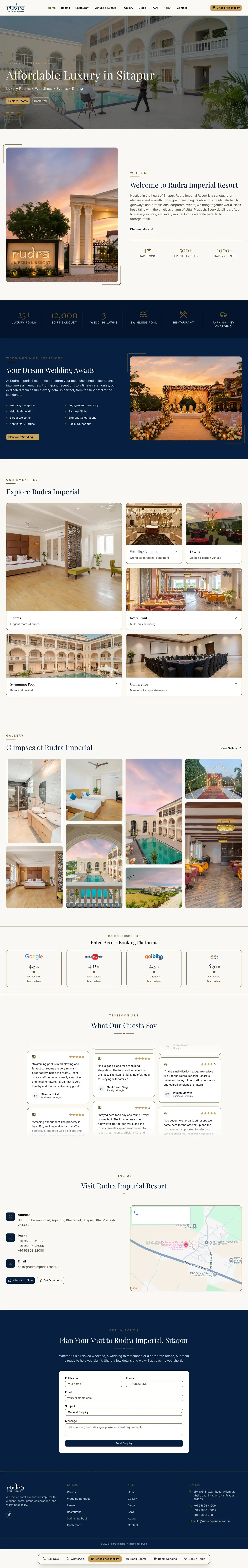 Rudra Imperial Resort website, full page