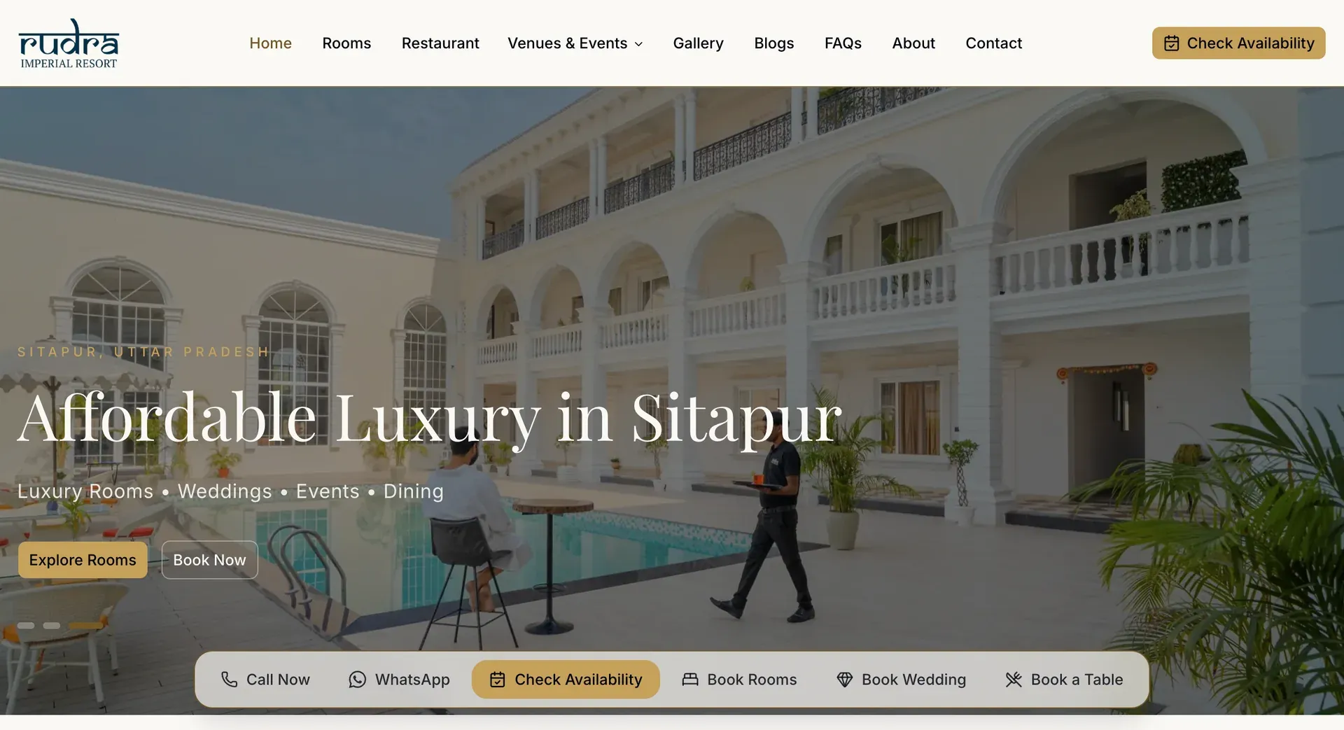 Rudra Imperial Resort website, home page