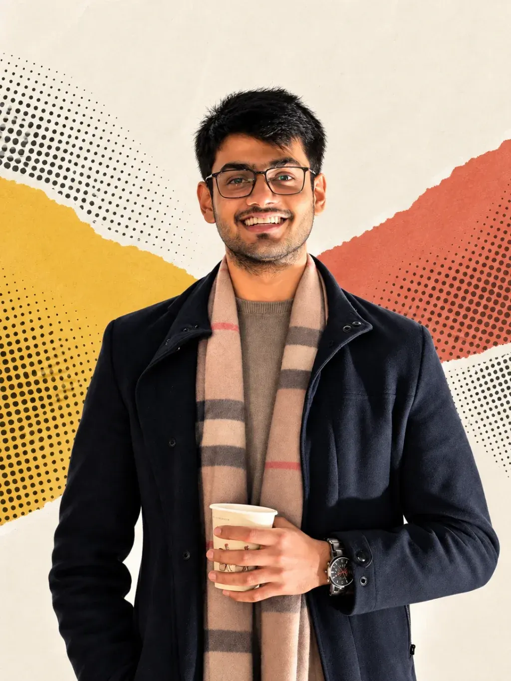 Shashwat Jaiswal, founder of BizMeUp, smiling with a cup of coffee